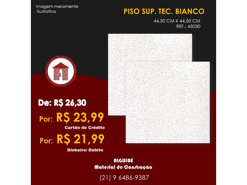 Piso Sp. Tec. Bianco - 44,5cm X 44,5cm