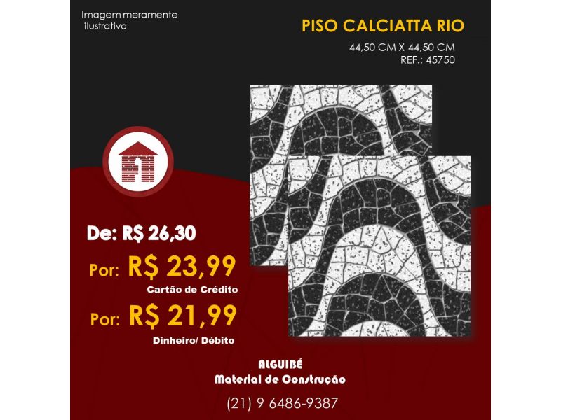 Piso Calciatta Rio - 44,5cm X 44,5cm