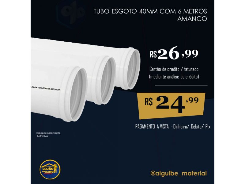 TUBO ESGOTO 40MM COM 6 METROS 