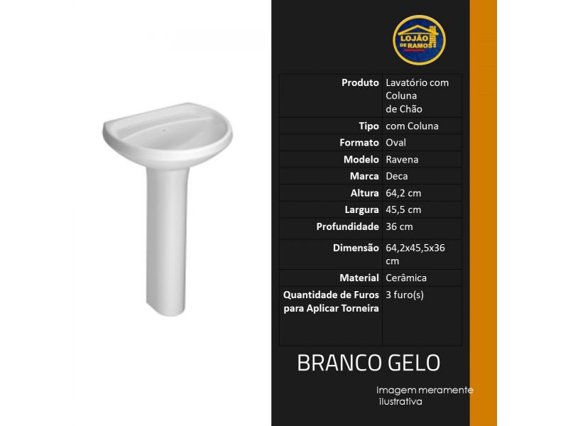 LAVATÓRIO LOUÇA BRANCO GELO 455X360MM