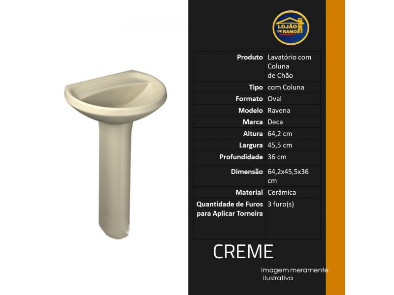 LAVATÓRIO LOUÇA CREME 455X360MM