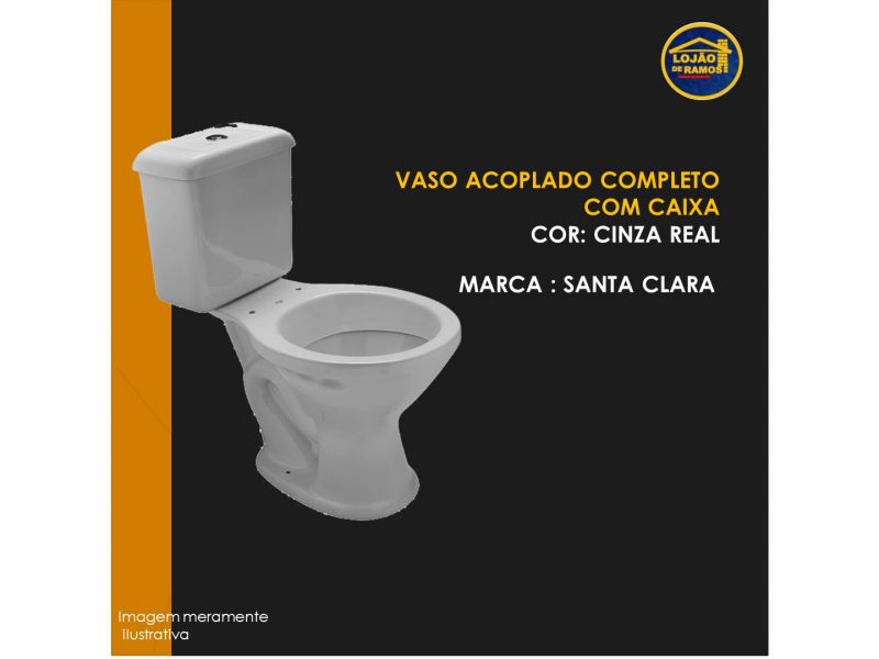 VASO SANITÁRIO ACOPLADO CINZA REAL