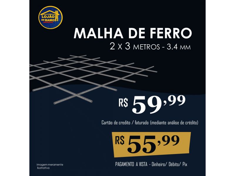 Malha de ferro 2 x 3 m 3,4mm